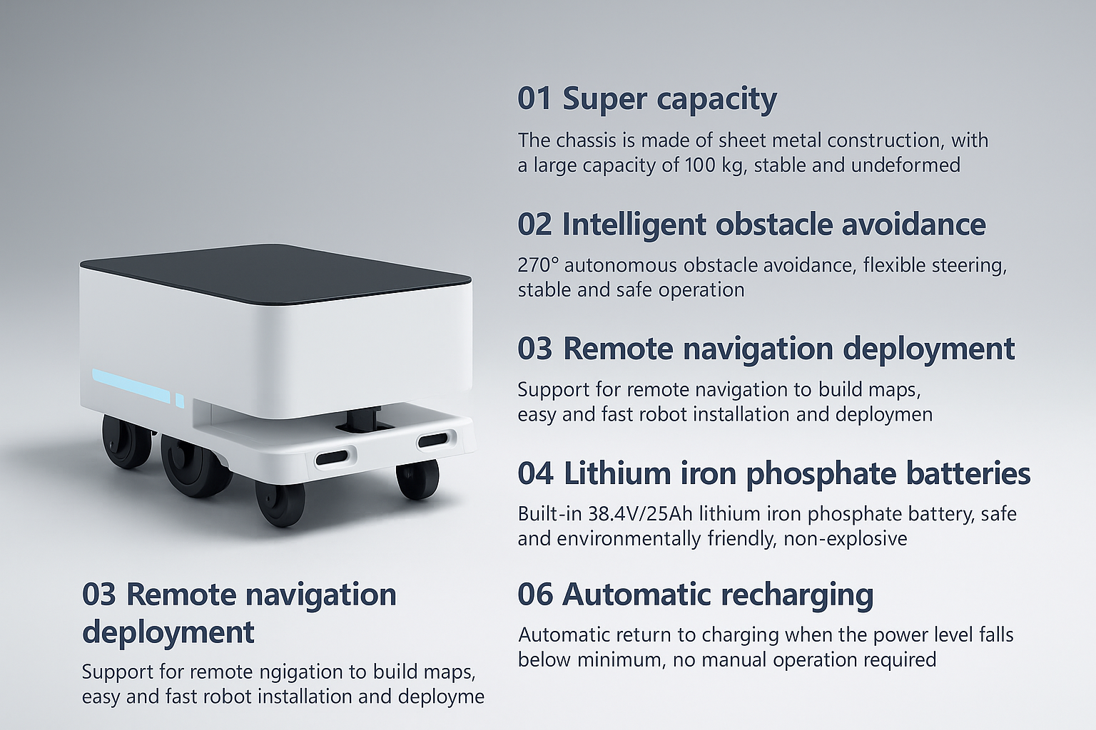 ATEAGO Autonomous Mobile Robot (AMR) – 50kg to 300kg Payload for Warehouse Automation