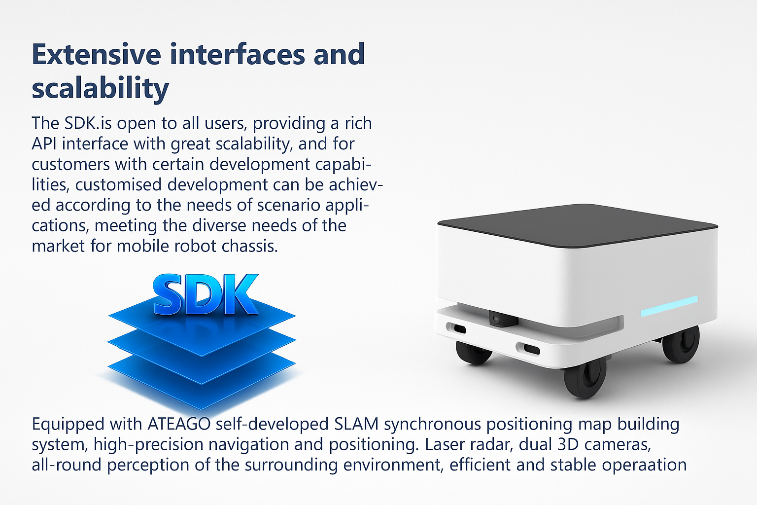 ATEAGO Autonomous Mobile Robot (AMR) – 50kg to 300kg Payload for Warehouse Automation