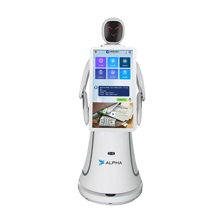 Alpha Robotics Airport Guiding Robot Amy – Multilingual AI Travel Assistant with 21.5-inch Touchscreen