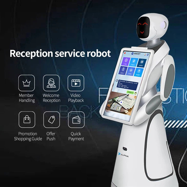 Alpha Robotics Airport Guiding Robot Amy – Multilingual AI Travel Assistant with 21.5-inch Touchscreen