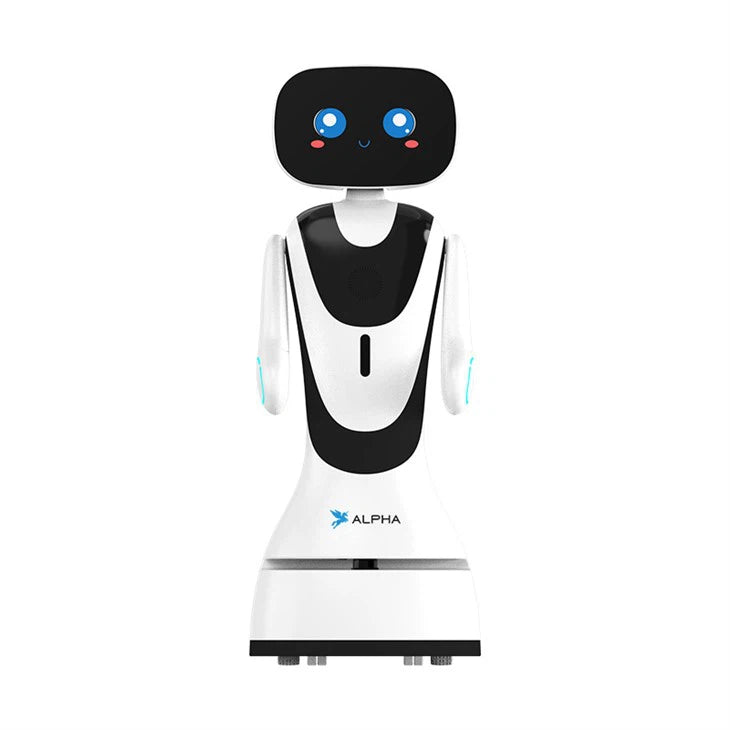 Alpha Robotics Hotel Reception Robot Timo – 13.3-inch Touchscreen Multilingual Hospitality Assistant