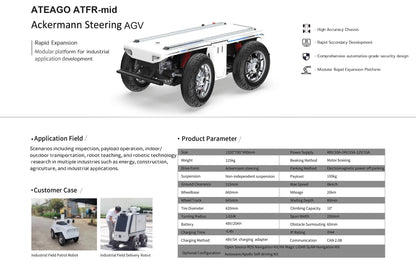 ATEAGO ROBOTIKS ATFR-mid Outdoor Mobile Robot Carrier – Up to 300kg Payload for Industrial Logistics