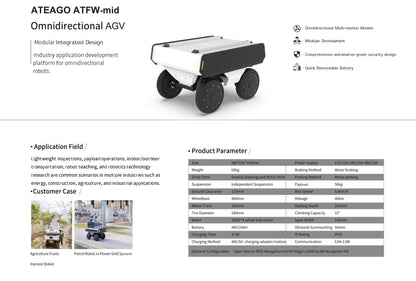 ATEAGO ROBOTIKS ATFR-mid Outdoor Mobile Robot Carrier – Up to 300kg Payload for Industrial Logistics