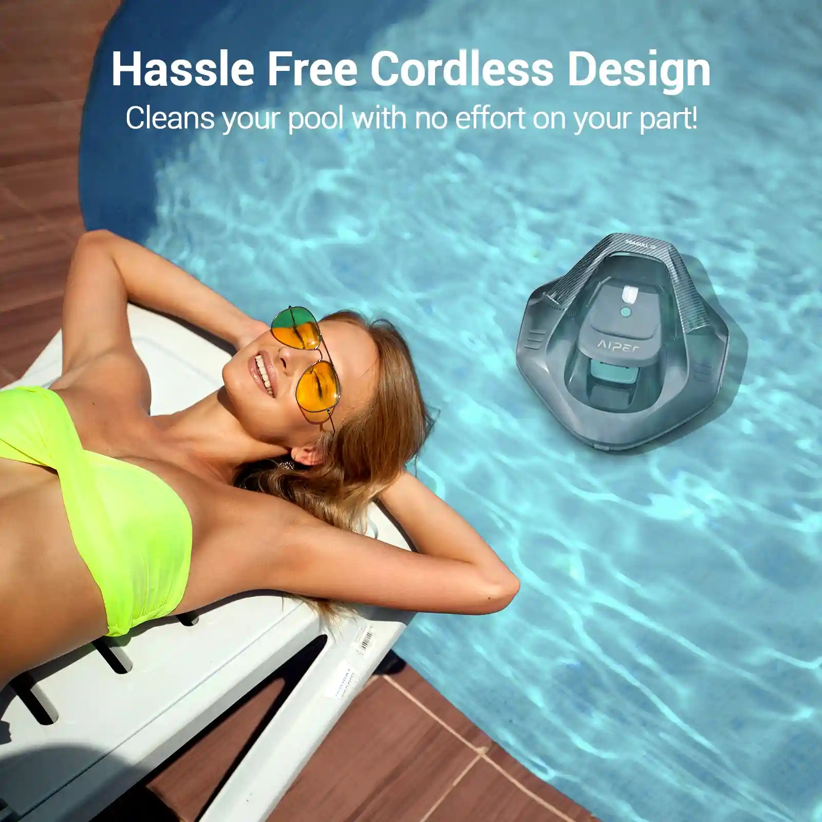Aiper Seagull SE Smart Cordless Pool Cleaning Robot – 40ft Flat Pool Cleaner with 90-Minute Runtime