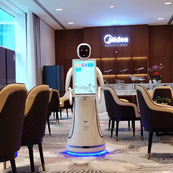 Alpha Robotics Airport Guiding Robot Amy – Multilingual AI Travel Assistant with 21.5-inch Touchscreen
