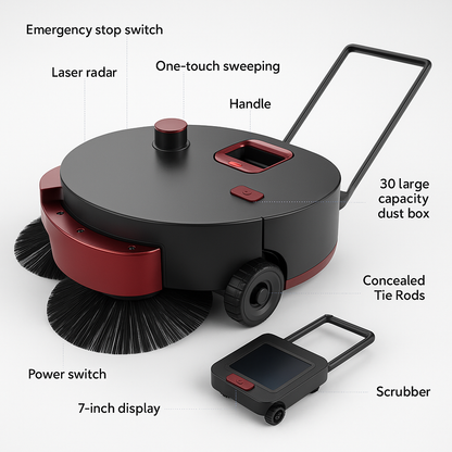 ATEAGO S1M Commercial Sweeping Robot – 30L Dust Capacity for Large-Scale Cleaning