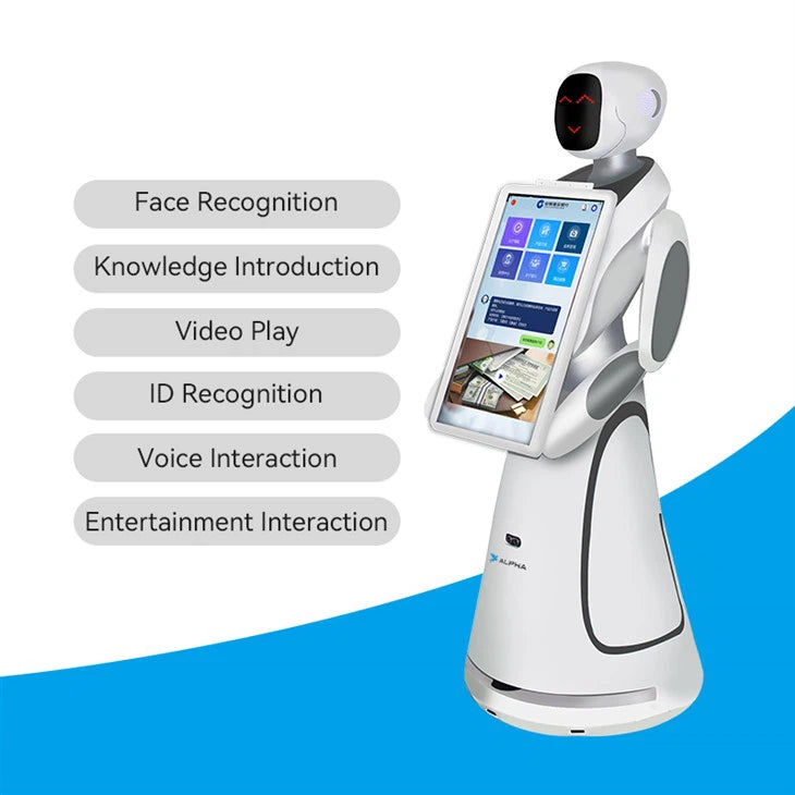 Alpha Robotics Airport Guiding Robot Amy – Multilingual AI Travel Assistant with 21.5-inch Touchscreen