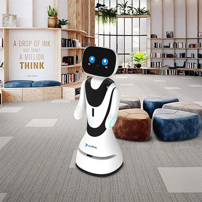 Alpha Robotics Hotel Reception Robot Timo – 13.3-inch Touchscreen Multilingual Hospitality Assistant