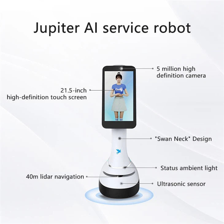 Alpha Robotics Office Reception Robot Jupiter – 21.5-inch Touchscreen Visitor Management System